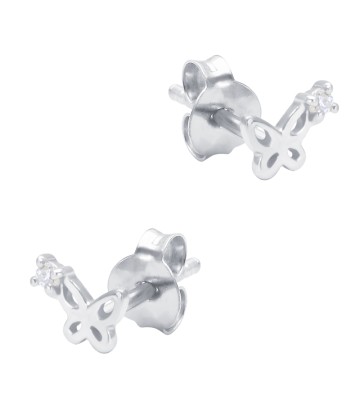 Butterfly Shaped CZ Silver Stud Earring STS-6404